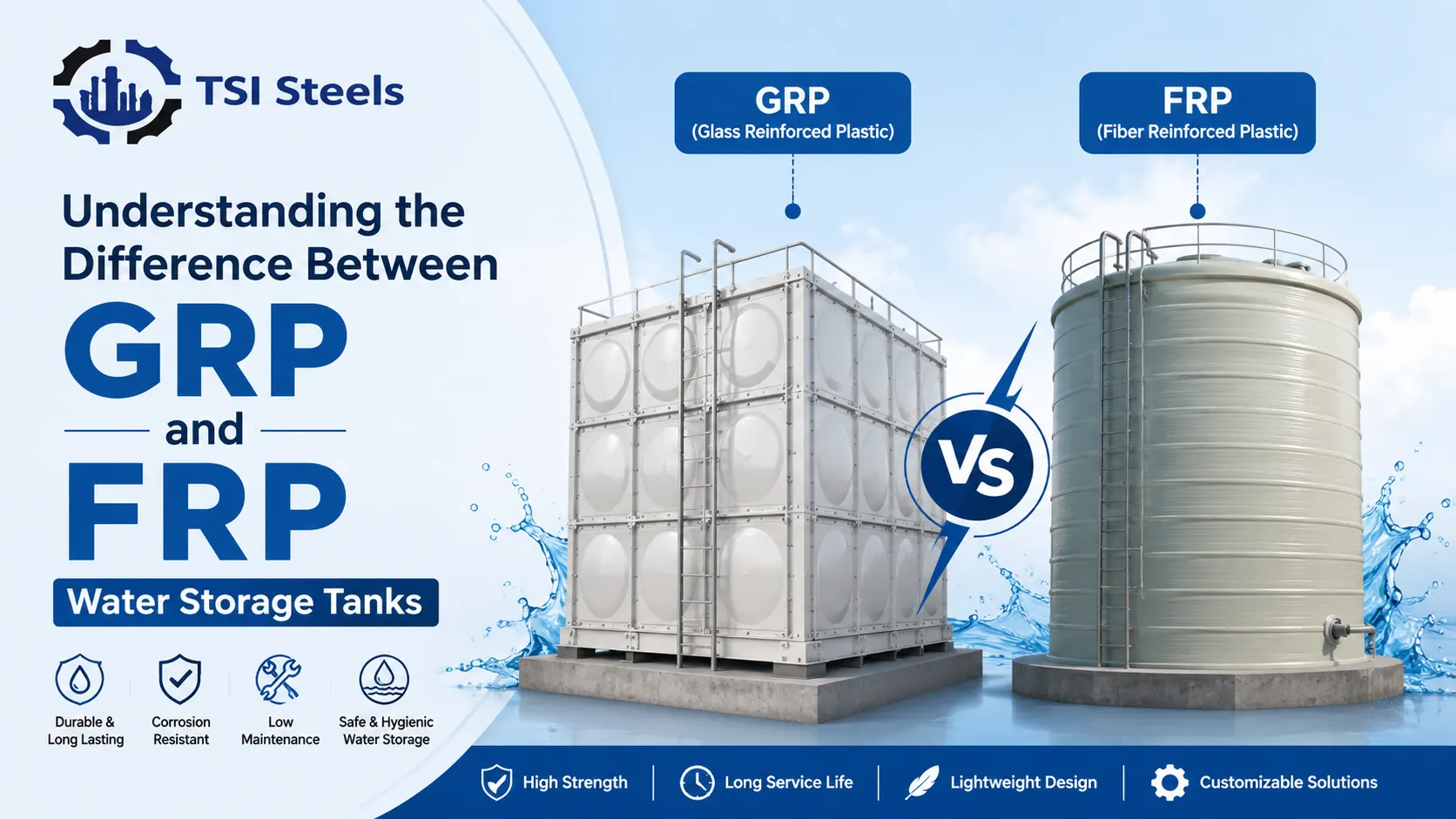 You are currently viewing Understanding the Difference Between GRP and FRP Water Storage Tanks 